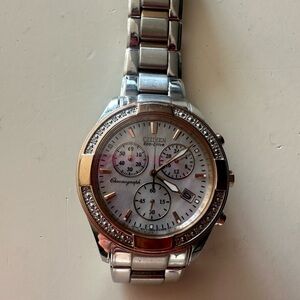 Citizen Eco-Drive Silver and Gold Chronograph Watch